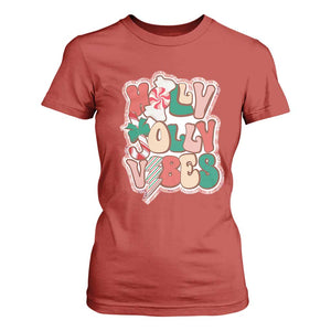 Groovy Christmas T Shirt For Women Holly Jolly Vibes TS02 Red Print Your Wear
