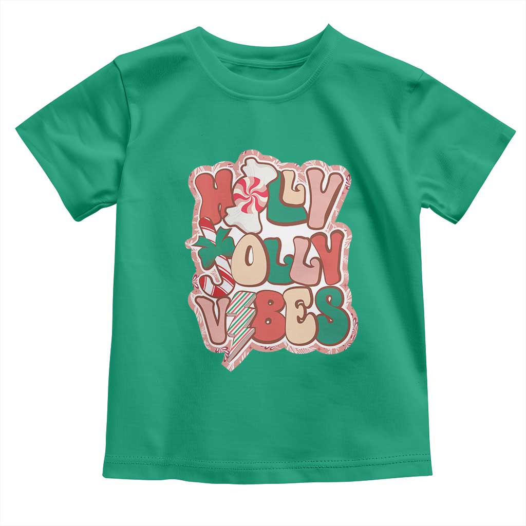 Groovy Christmas Toddler T Shirt Holly Jolly Vibes TS02 Irish Green Print Your Wear