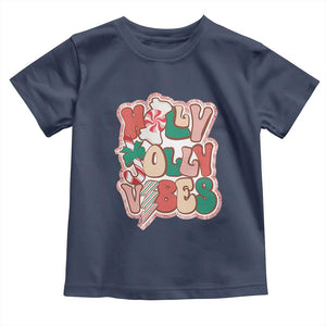 Groovy Christmas Toddler T Shirt Holly Jolly Vibes TS02 Navy Print Your Wear