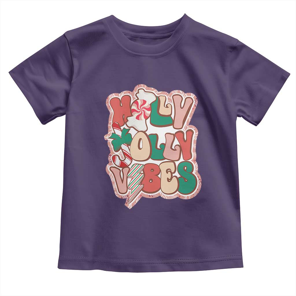 Groovy Christmas Toddler T Shirt Holly Jolly Vibes TS02 Purple Print Your Wear