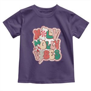 Groovy Christmas Toddler T Shirt Holly Jolly Vibes TS02 Purple Print Your Wear