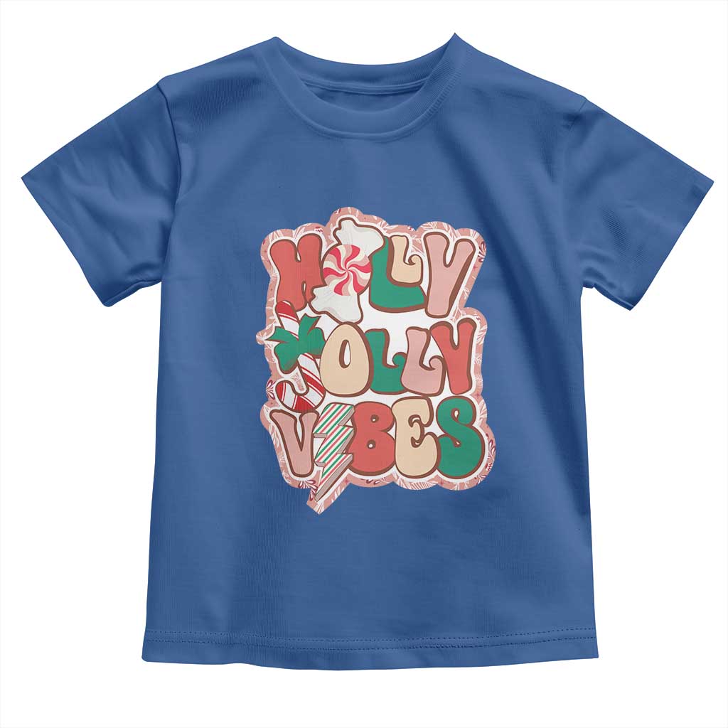 Groovy Christmas Toddler T Shirt Holly Jolly Vibes TS02 Royal Blue Print Your Wear