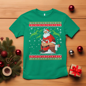 Funny Santa Claus T Shirt Pooping Down The Chimney Ugly Sweater Christmas TS02 Irish Green Printyourwear