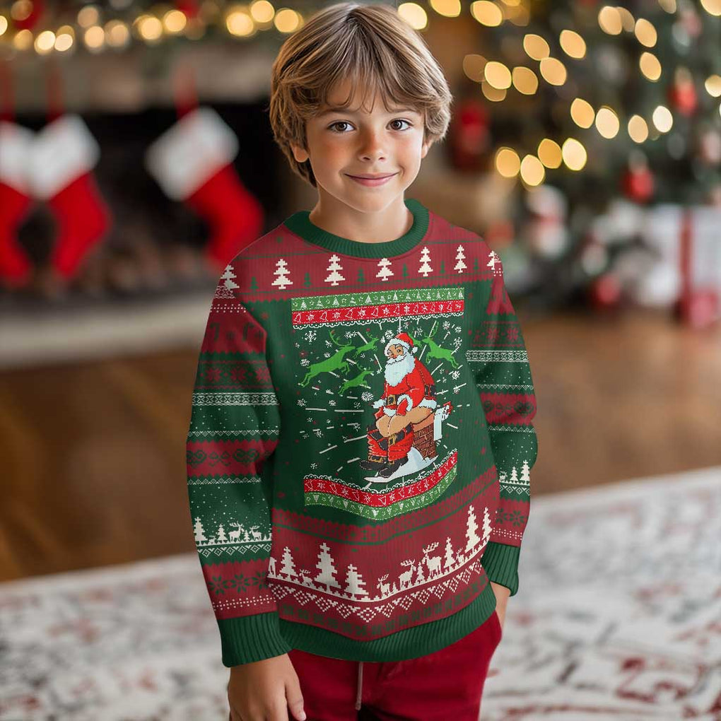 Funny Santa Claus Ugly Christmas Sweater Pooping Down The Chimney TS02 Christmas Print Your Wear