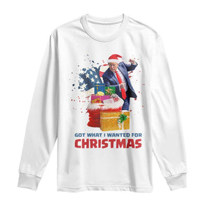 Christmas Trump Long Sleeve Shirt Got What I Wanted For Xmas 47th President American Flag TS02 White Print Your Wear