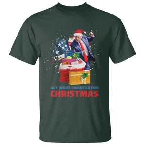 Christmas Trump T Shirt Got What I Wanted For Xmas 47th President American Flag TS02 Dark Forest Green Print Your Wear
