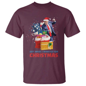 Christmas Trump T Shirt Got What I Wanted For Xmas 47th President American Flag TS02 Maroon Print Your Wear