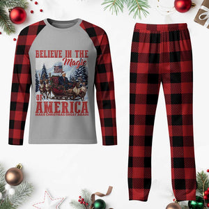 Christmas Trump Plaid Pajama Set Believe In The Magic Of America Make Christmas Great Again US Flag TS02 Buffalo Plaid Print Your Wear