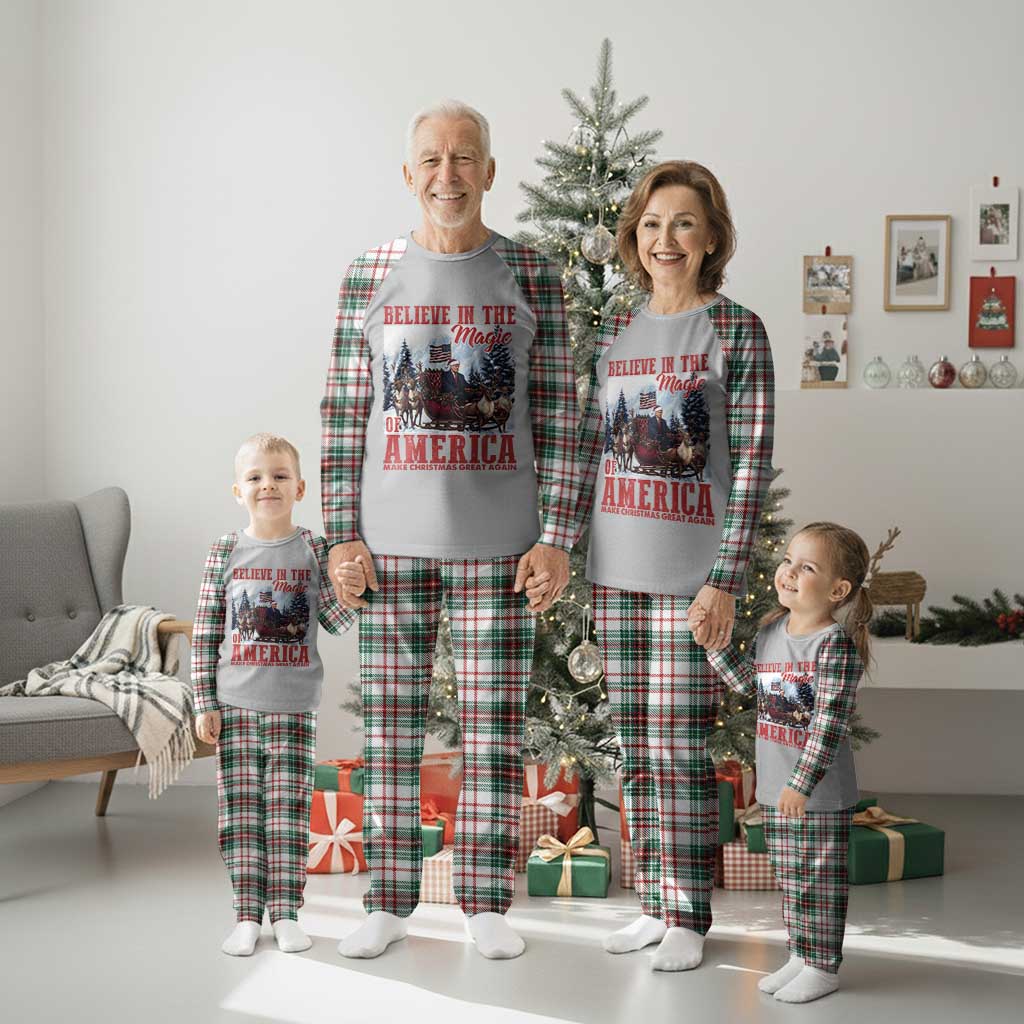 Christmas Trump Plaid Pajama Set Believe In The Magic Of America Make Christmas Great Again US Flag TS02 Christmas Plaid Print Your Wear