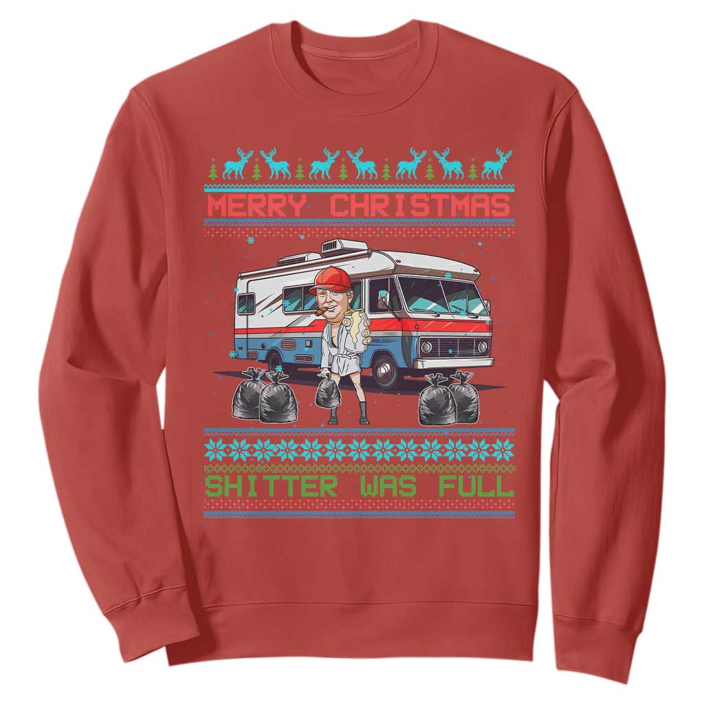 Funny Xmas Movie Trump Sweatshirt Merry Christmas Shitter Was Full Ugly Sweater TS02 Red Print Your Wear