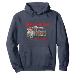 Funny Xmas Movie Trump Hoodie Merry Christmas Shitter Was Full TS02 Navy Print Your Wear