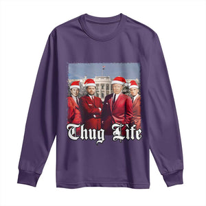 Christmas Trump Long Sleeve Shirt Thug Life Trump Vance RFK Elon TS02 Purple Print Your Wear