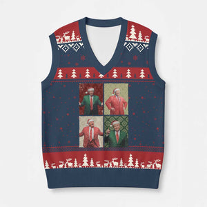 Xmas Trump V-Neck Knit Sweater Vest Daddy's Home For Xmas Retro Vintage TS02 Navy Red Print Your Wear