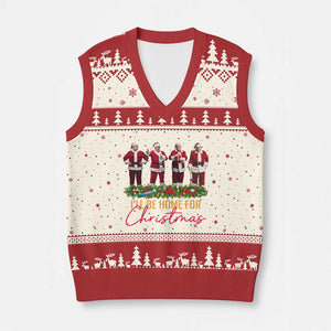 Xmas Trump Dance V-Neck Knit Sweater Vest Cosplay Santa President Dancing TS02 Beige Red Print Your Wear