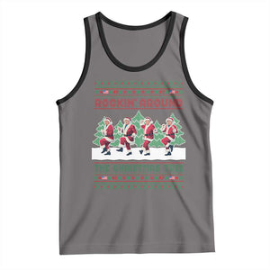 Christmas Trump Dance Tank Top Rocking Around The Christmas Tree US President Dancing TS02 Deep Heather Black Print Your Wear