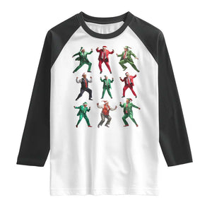 Christmas Trump Dance Raglan Shirt Viral President Dancing Retro Vintage TS02 White Black Print Your Wear