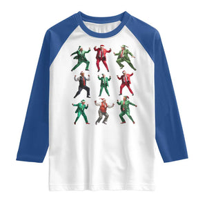 Christmas Trump Dance Raglan Shirt Viral President Dancing Retro Vintage TS02 White Royal Print Your Wear