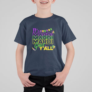 It's Mardi Gras Y'all T Shirt For Kid Shrove Tuesday Beads Blings Costume TS02 Navy Print Your Wear