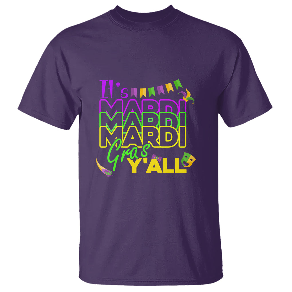 It's Mardi Gras Y'all T Shirt Shrove Tuesday Beads Blings Costume TS02 Purple Printyourwear