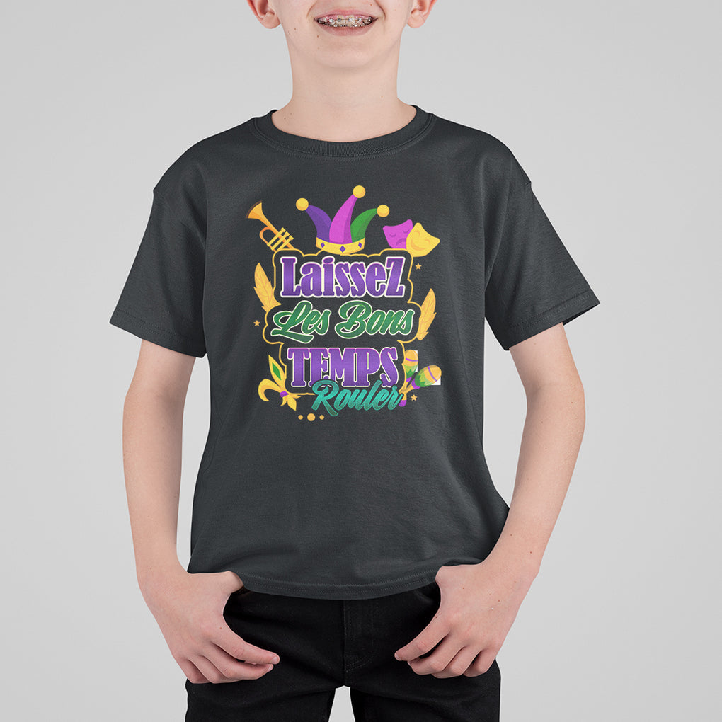 Mardi Gras T Shirt For Kid Laissez Les Bons Temps Rouler New Orleans Louisiana Parade TS02 Black Printyourwear