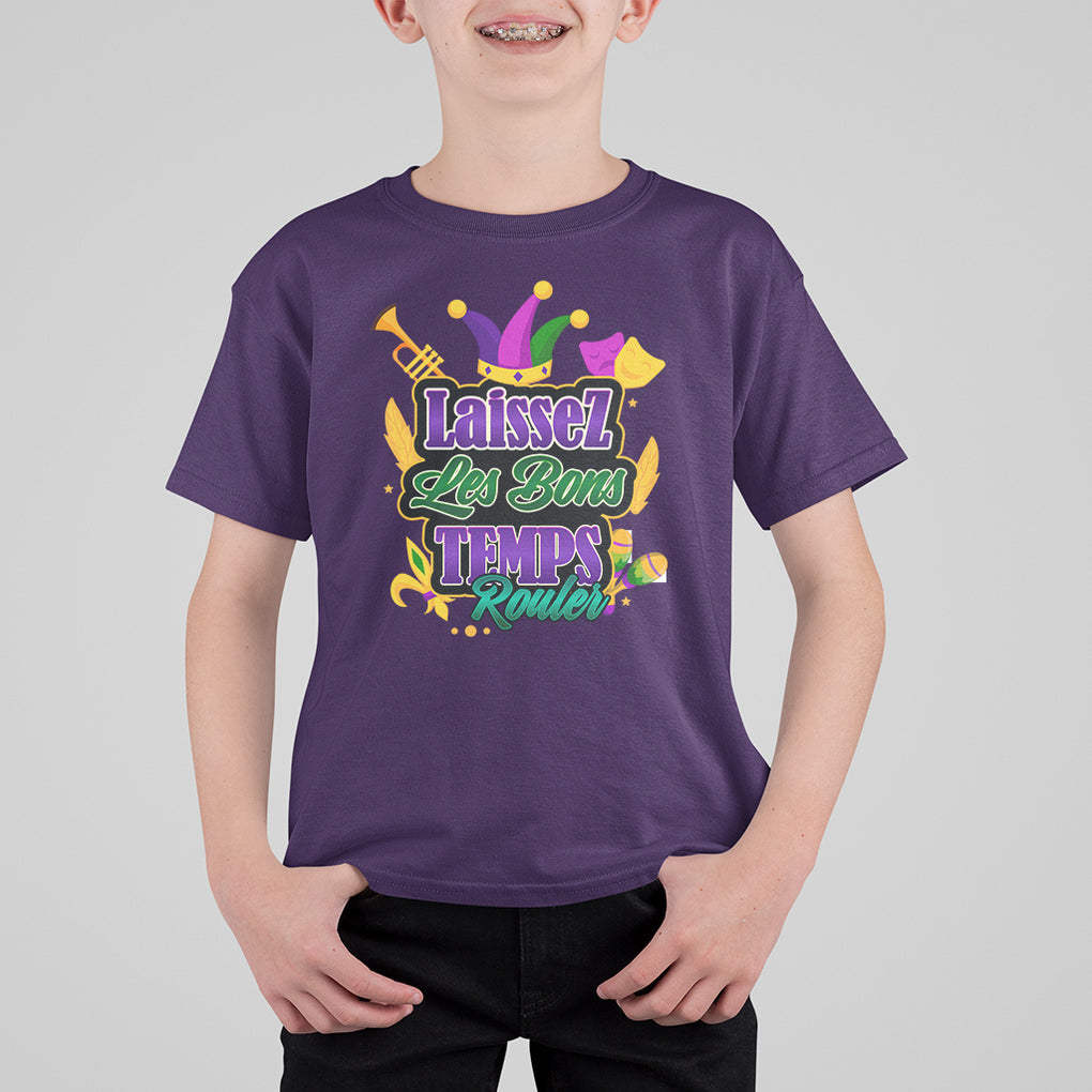 Mardi Gras T Shirt For Kid Laissez Les Bons Temps Rouler New Orleans Louisiana Parade TS02 Purple Printyourwear