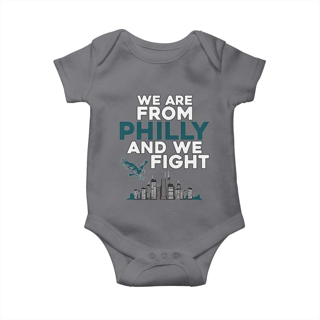 Philadelphia City Baby Onesie We Are From Philly And We Fight TS02 Charcoal Print Your Wear