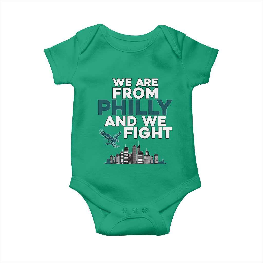 Philadelphia City Baby Onesie We Are From Philly And We Fight TS02 Irish Green Print Your Wear