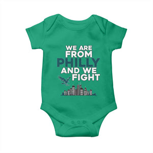 Philadelphia City Baby Onesie We Are From Philly And We Fight TS02 Irish Green Print Your Wear