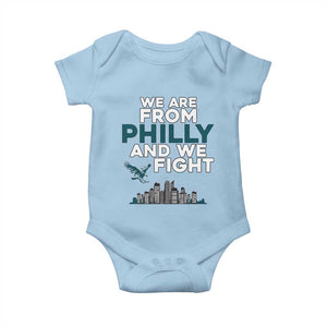 Philadelphia City Baby Onesie We Are From Philly And We Fight TS02 Light Blue Print Your Wear