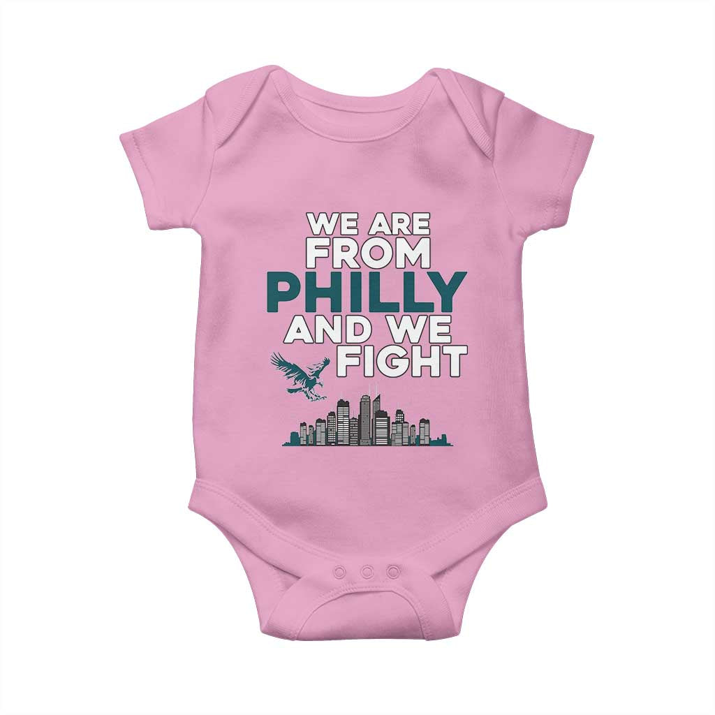 Philadelphia City Baby Onesie We Are From Philly And We Fight TS02 Light Pink Print Your Wear