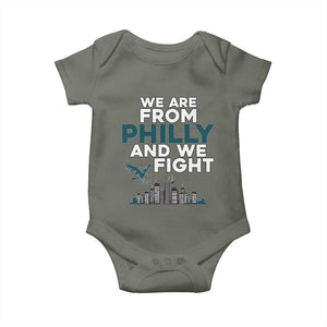 Philadelphia City Baby Onesie We Are From Philly And We Fight TS02 Military Green Print Your Wear