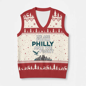 Philadelphia City V-Neck Knit Sweater Vest We Are From Philly And We Fight TS02 Beige Red Print Your Wear