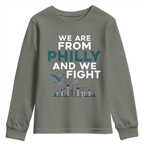 Philadelphia City Youth Sweatshirt We Are From Philly And We Fight TS02 Military Green Print Your Wear