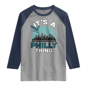 Philadelphia Spirit Raglan Shirt It's A Philly Thing TS02 Sport Gray Navy Print Your Wear