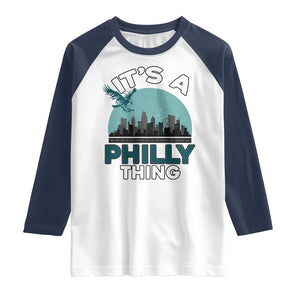 Philadelphia Spirit Raglan Shirt It's A Philly Thing TS02 White Navy Print Your Wear