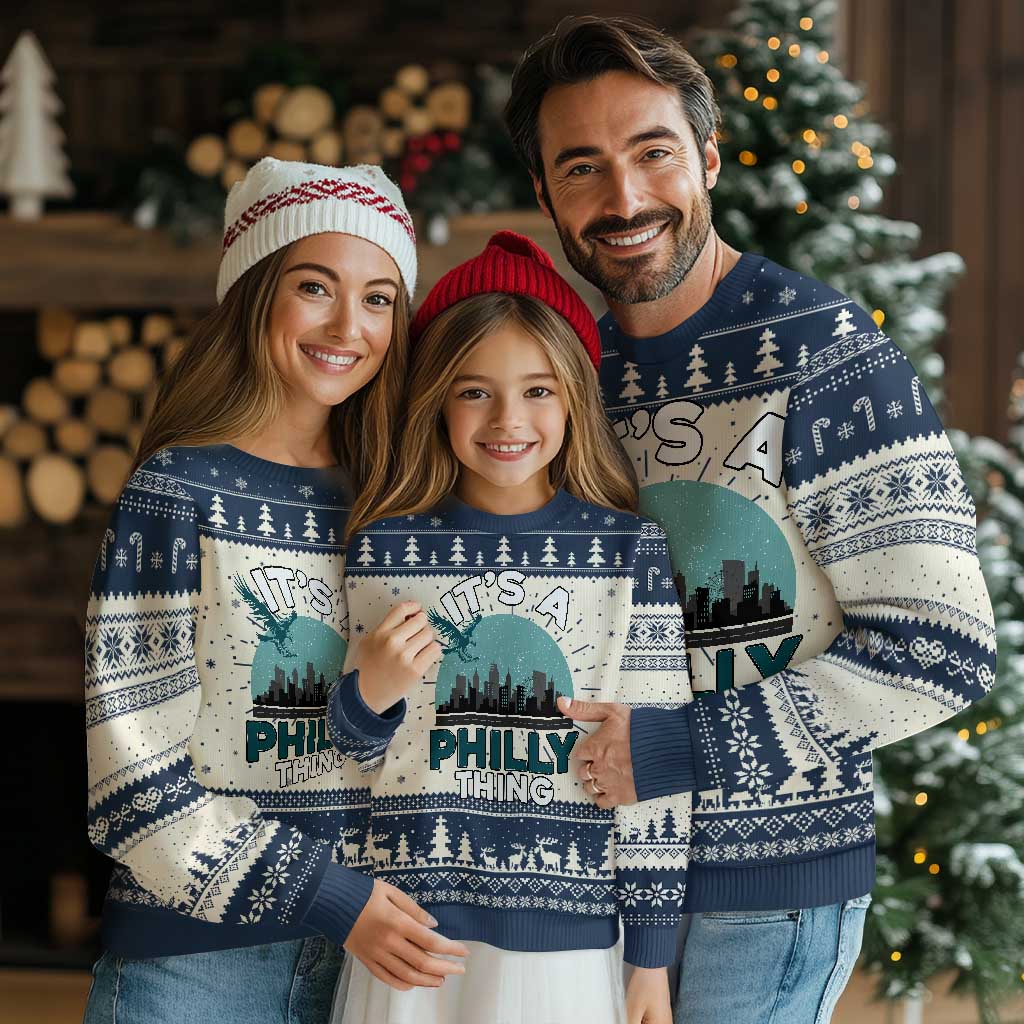 Philadelphia Spirit Knit Sweatshirt It's A Philly Thing TS02 Navy Print Your Wear