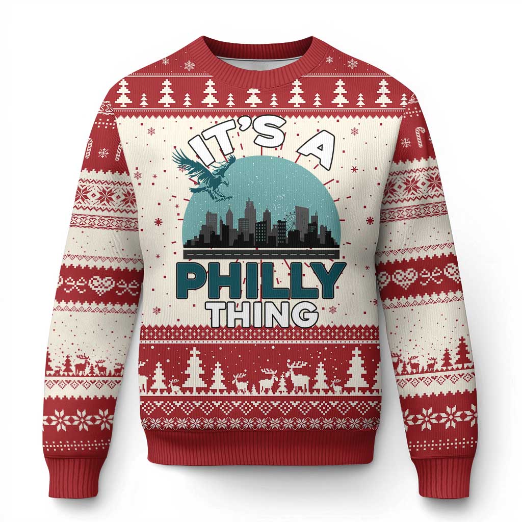 Philadelphia Spirit Knit Sweatshirt It's A Philly Thing TS02 Red Print Your Wear