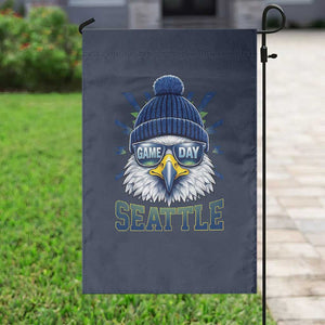 Cool Blue and Green Hawk with Beanie Graphic Garden Flag Seattle Game Day Sports Fan TS02 Print Your Wear