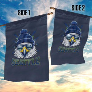 Cool Blue and Green Hawk with Beanie Graphic Garden Flag Seattle Game Day Sports Fan TS02 Print Your Wear