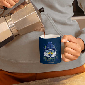 Cool Blue and Green Hawk with Beanie Graphic Coffee Mug Seattle Game Day Sports Fan TS02 Print Your Wear