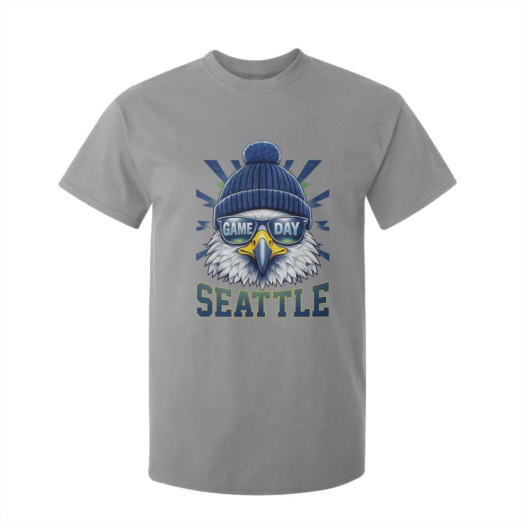 Cool Blue and Green Hawk with Beanie Graphic T Shirt For Kid Seattle Game Day Sports Fan TS02 Sport Gray Print Your Wear