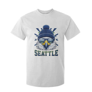 Cool Blue and Green Hawk with Beanie Graphic T Shirt For Kid Seattle Game Day Sports Fan TS02 White Print Your Wear