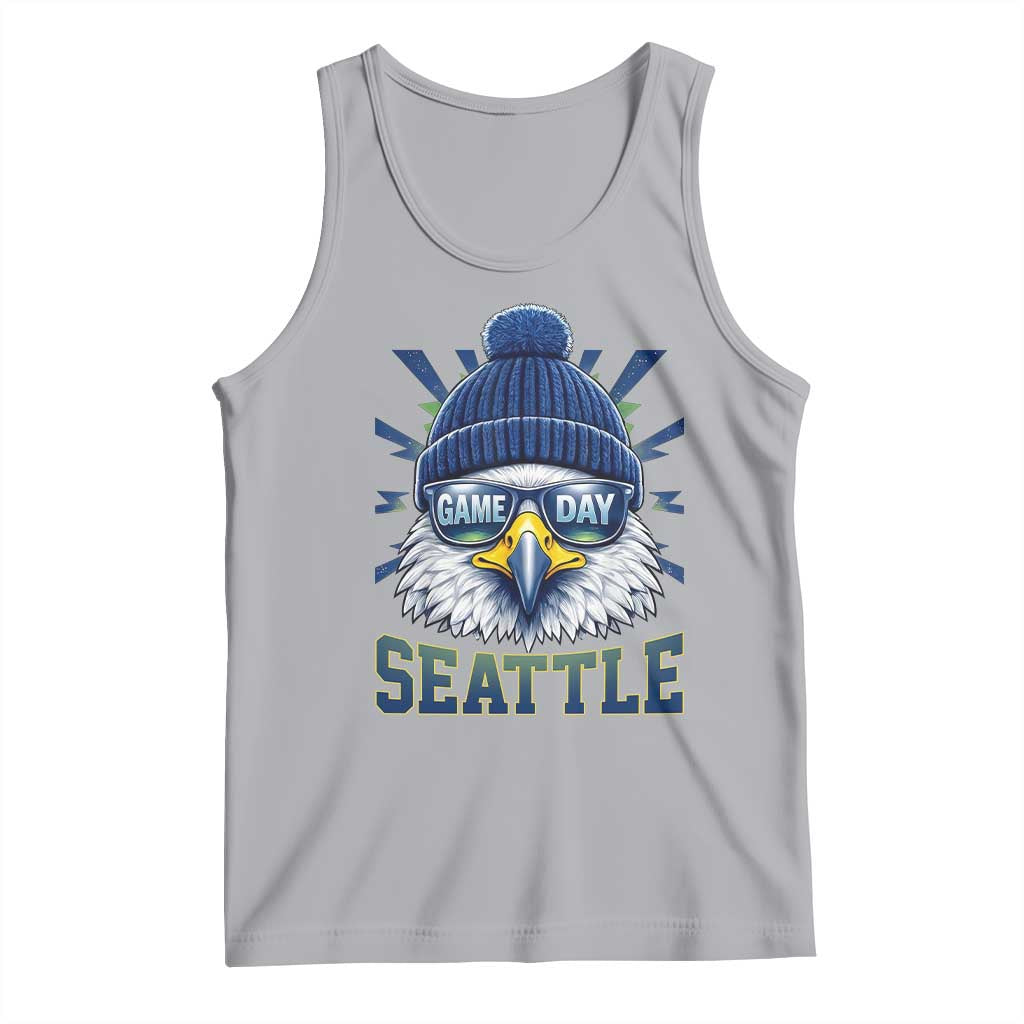 Cool Blue and Green Hawk with Beanie Graphic Tank Top Seattle Game Day Sports Fan TS02 Athletic Heather Print Your Wear