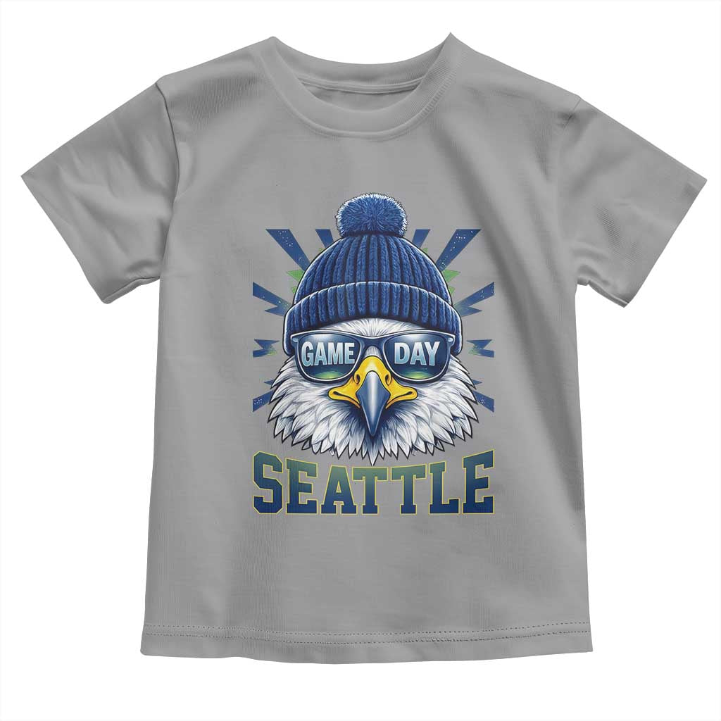 Cool Blue and Green Hawk with Beanie Graphic Toddler T Shirt Seattle Game Day Sports Fan TS02 Sport Gray Print Your Wear
