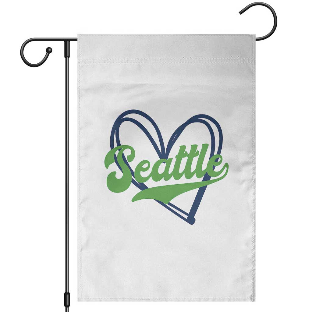 Seattle Heart Blue and Green Game Day Sports Fan Garden Flag TS02 White Print Your Wear
