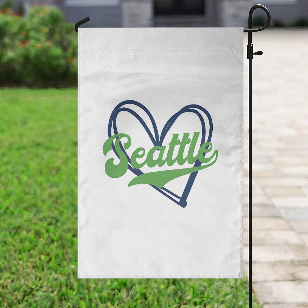 Seattle Heart Blue and Green Game Day Sports Fan Garden Flag TS02 Print Your Wear