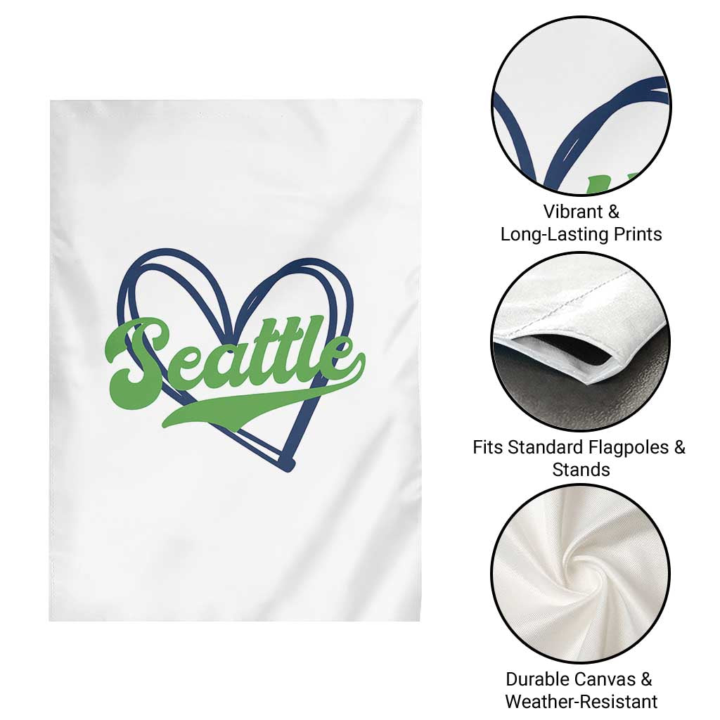 Seattle Heart Blue and Green Game Day Sports Fan Garden Flag TS02 Print Your Wear