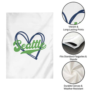Seattle Heart Blue and Green Game Day Sports Fan Garden Flag TS02 Print Your Wear