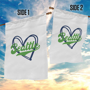 Seattle Heart Blue and Green Game Day Sports Fan Garden Flag TS02 Print Your Wear