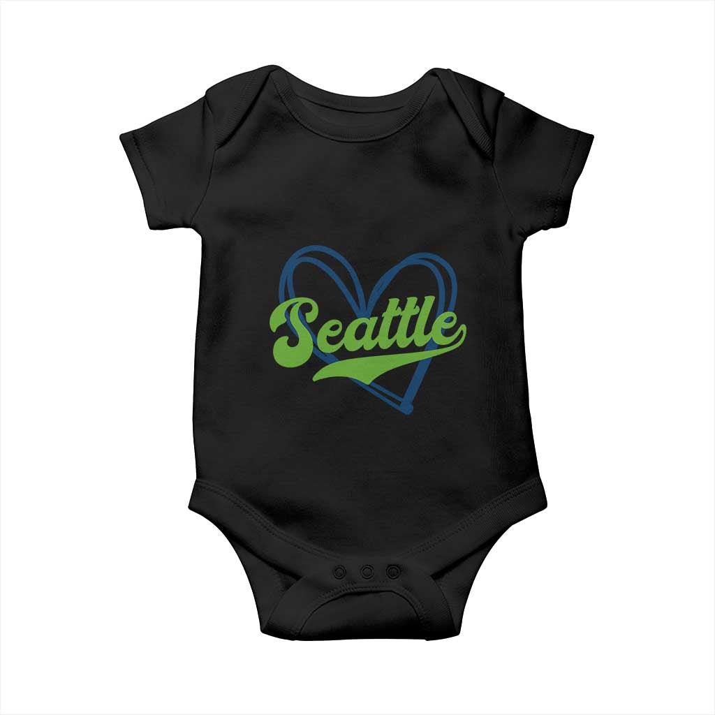 Seattle Heart Blue and Green Game Day Sports Fan Baby Onesie TS02 Black Print Your Wear